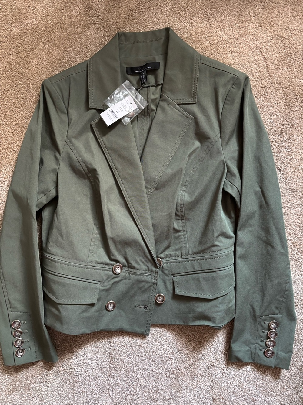 White House Black Market Olive Green Double-Button Blazer